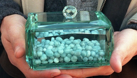 Urna contenente perline ricavate dalle ceneri cremate